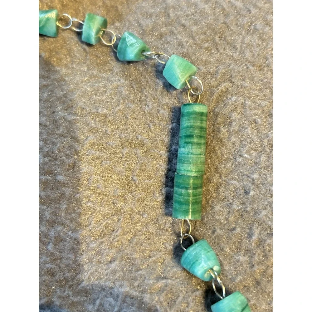 Vintage Teardrop‎ Ammonite Gemstone Necklace Handcrafted Hook 29